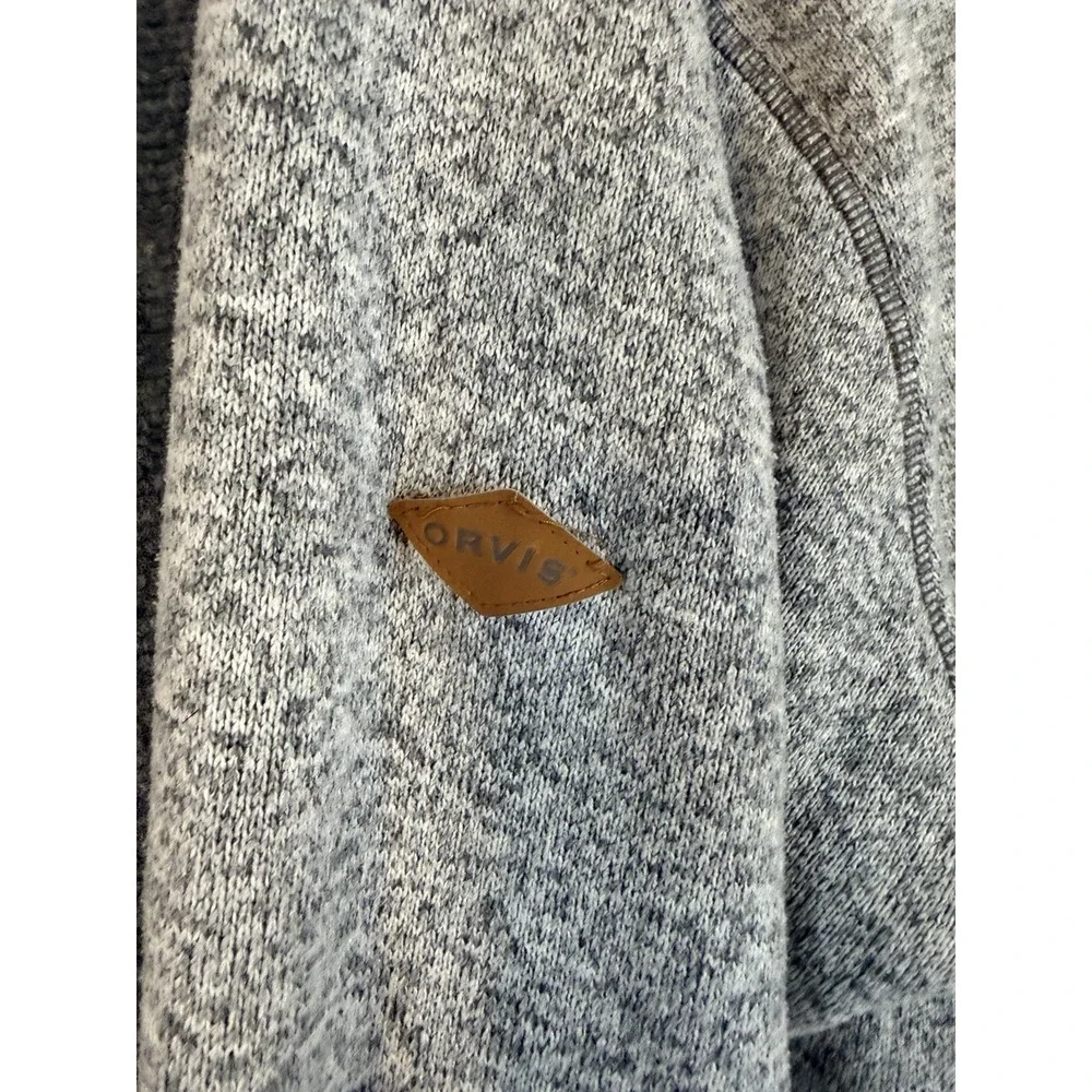 Orvis XXL Sherpa Lined 1/4 Zip Pullover‎ Gray Sweater Ripped Zip